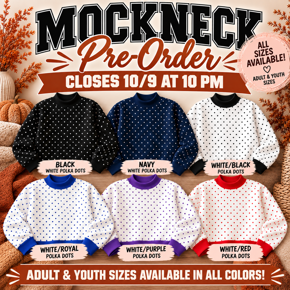 Pre-Order Polka Dot Mockneck