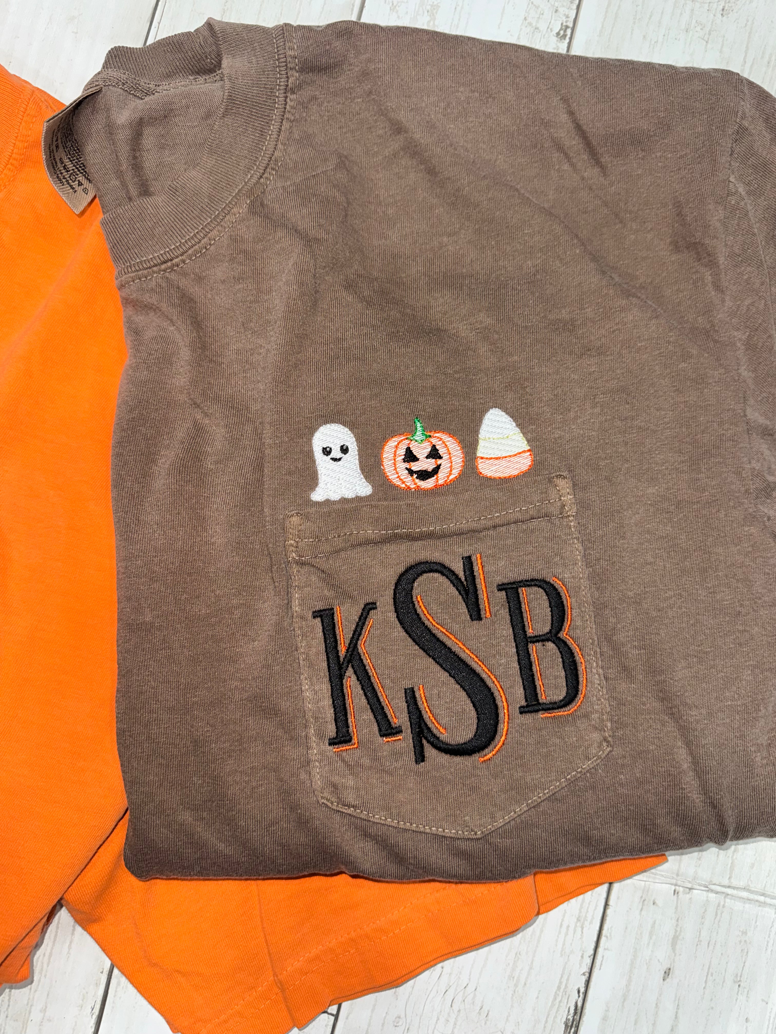 Halloween Monogram Pocket Tee