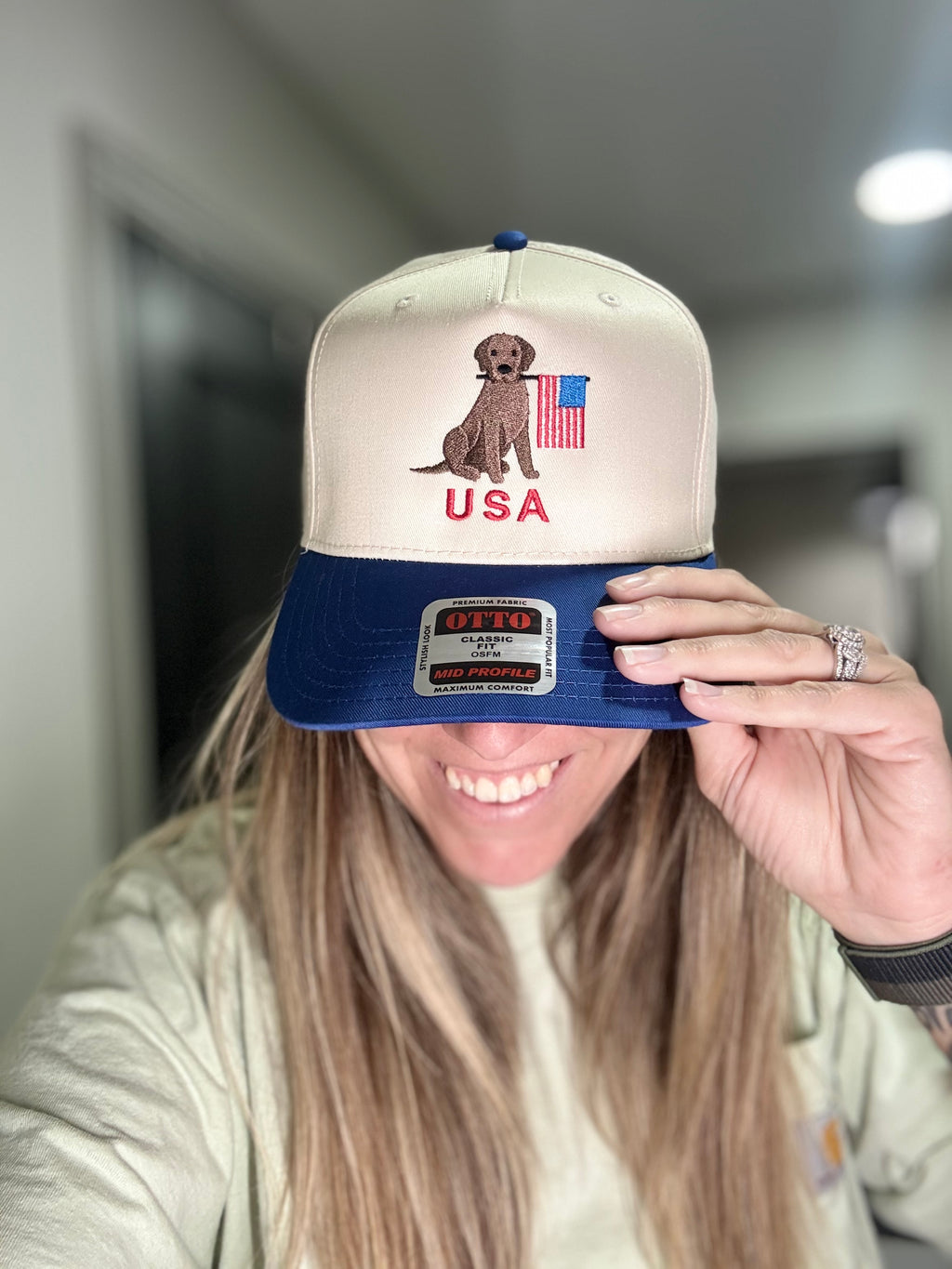 Patriotic Lab Trucker Hat | USA Dog Snapback | Americana Hat