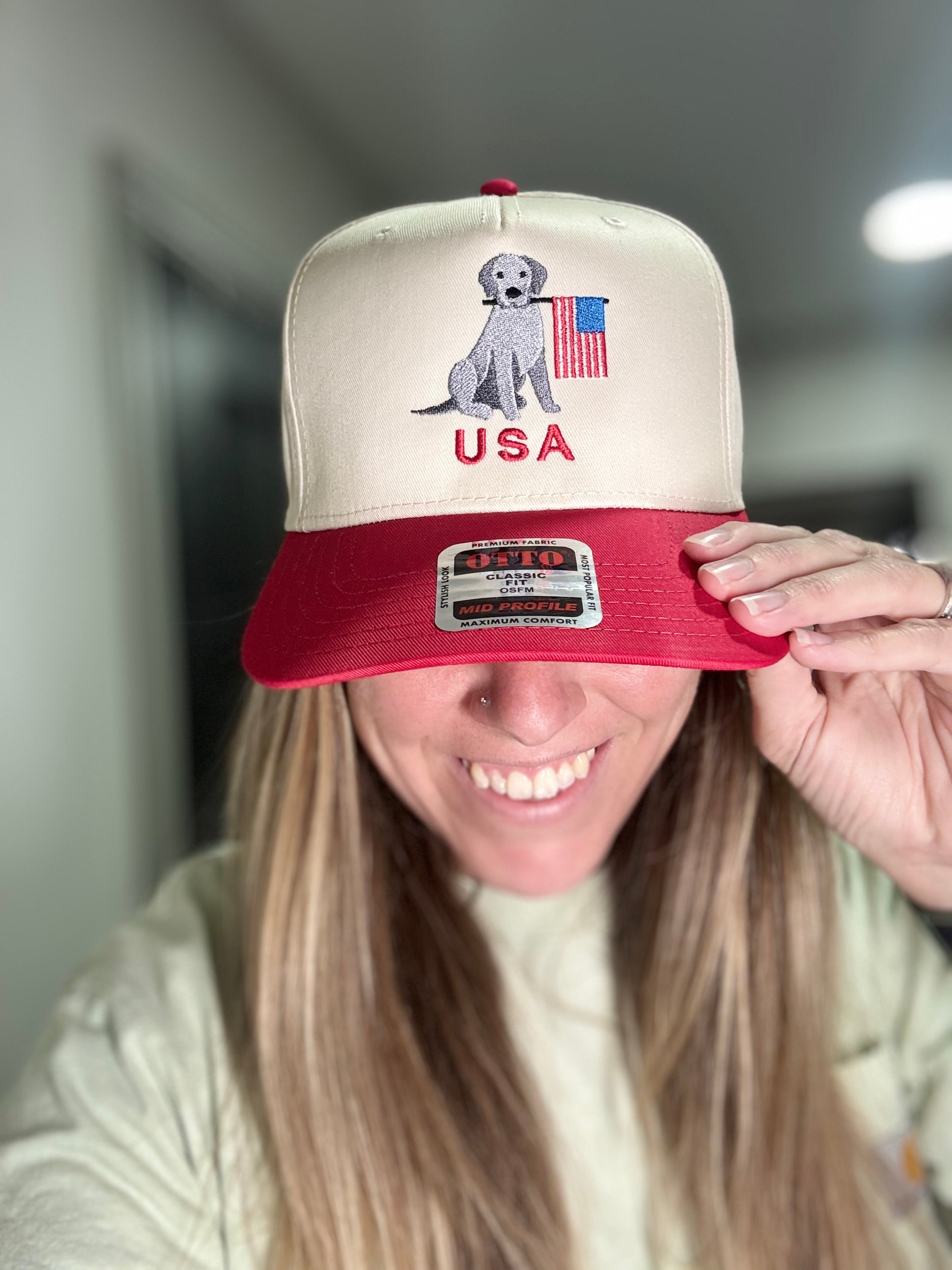 Patriotic Lab Trucker Hat | USA Dog Snapback | Americana Hat